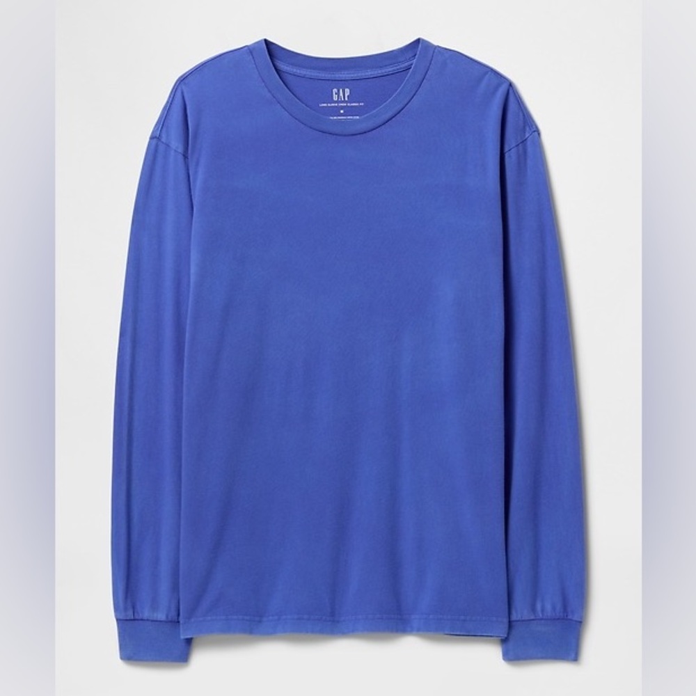 Gap Long Sleeve Organic Cotton Tee in Blue Willow Size XL